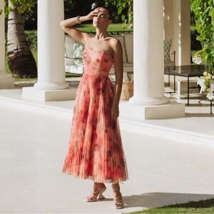Hutch Costella Pink Blush Floral Tulle Gown Dress size 4‎ NWT